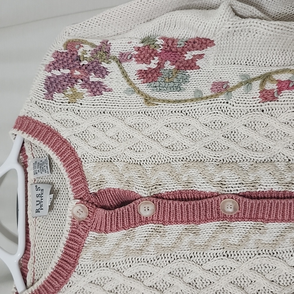 Russ Petites Elegant Floral Cardigan Sweater - Picture 7 of 10